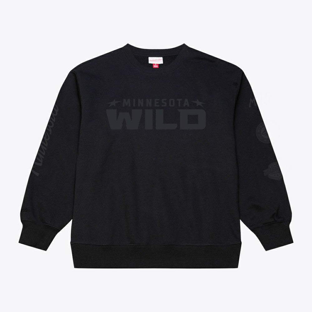 Minnesota Wild Mitchell & Ness Phantom Fleece Crew Neck Sweatshirt - Black - NHL 203279093