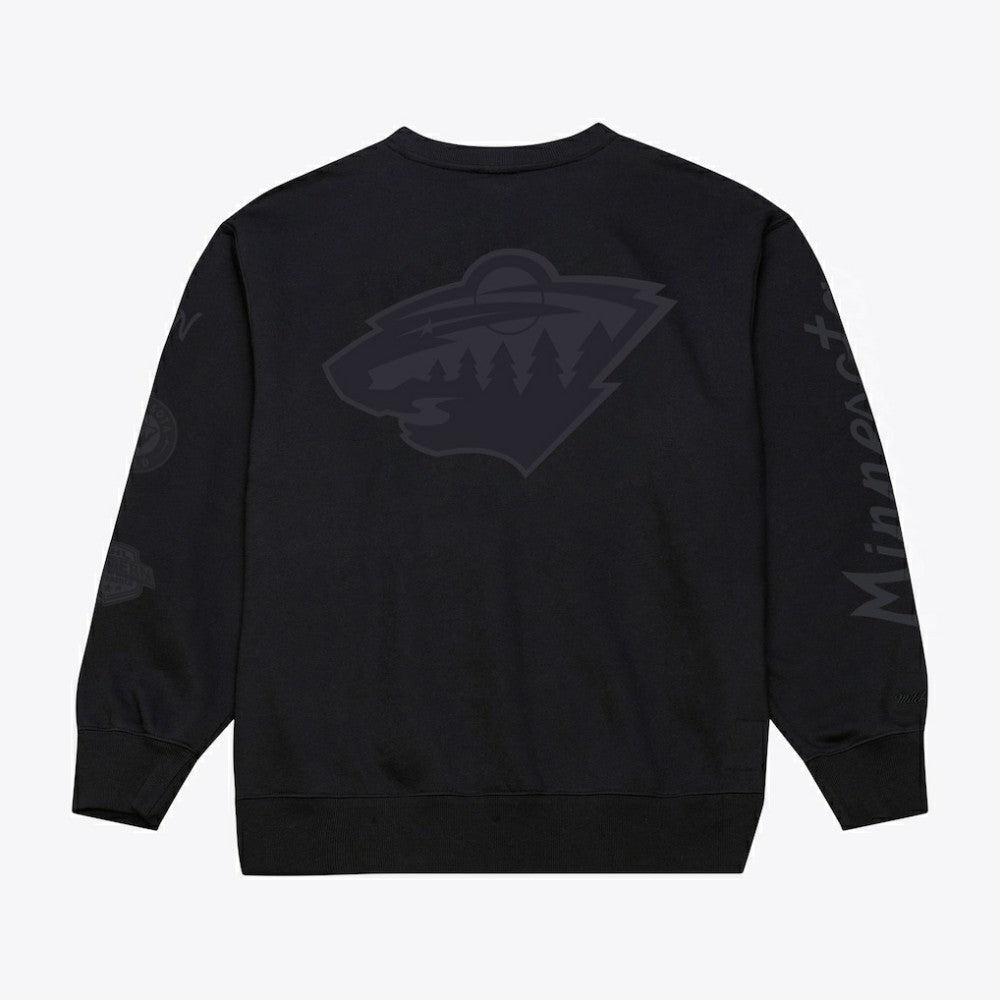 Minnesota Wild Mitchell & Ness Phantom Fleece Crew Neck Sweatshirt - Black - NHL 203279093