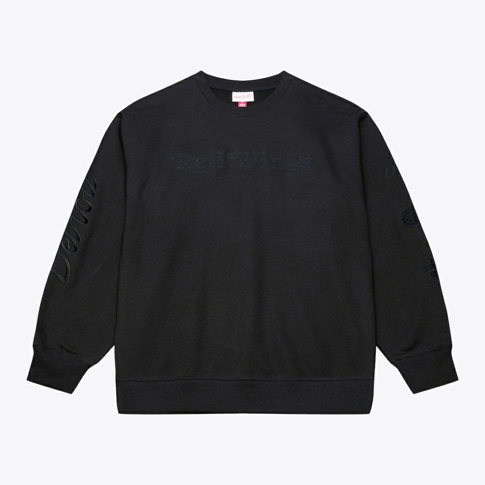 Detroit Red Wings Mitchell & Ness Phantom Fleece Crew Neck Sweatshirt - Black - NHL 203279100