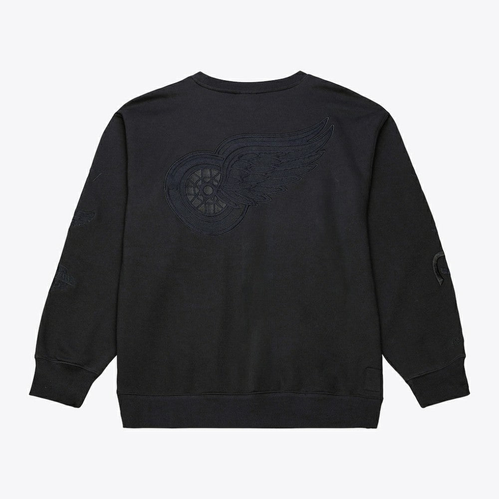 Detroit Red Wings Mitchell & Ness Phantom Fleece Crew Neck Sweatshirt - Black - NHL 203279100