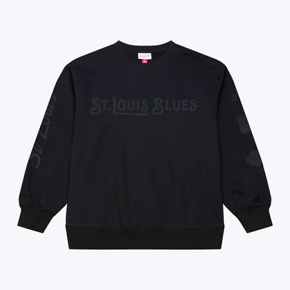 St. Louis Blues Mitchell & Ness Phantom Fleece Crew Neck Sweatshirt - Black - NHL 203279101