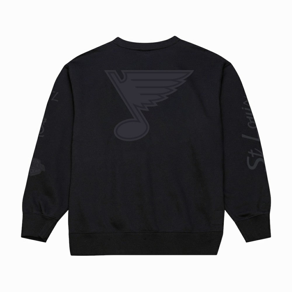 St. Louis Blues Mitchell & Ness Phantom Fleece Crew Neck Sweatshirt - Black - NHL 203279101