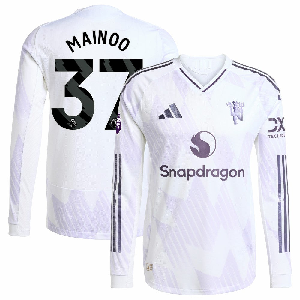 Kobbie Mainoo Manchester United 2025/26 Away Long Sleeve Player Jersey White - Adidas Discount