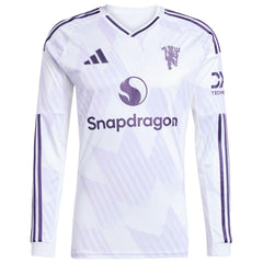 Bruno Fernandes Manchester United 2025/26 Away Replica Long Sleeve Player Jersey White - Adidas