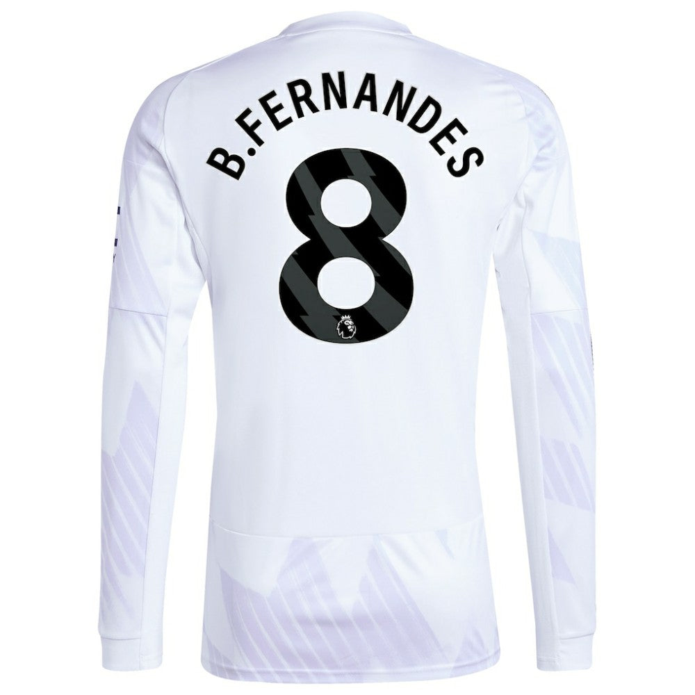 Bruno Fernandes Manchester United 2025/26 Away Replica Long Sleeve Player Jersey White - Adidas
