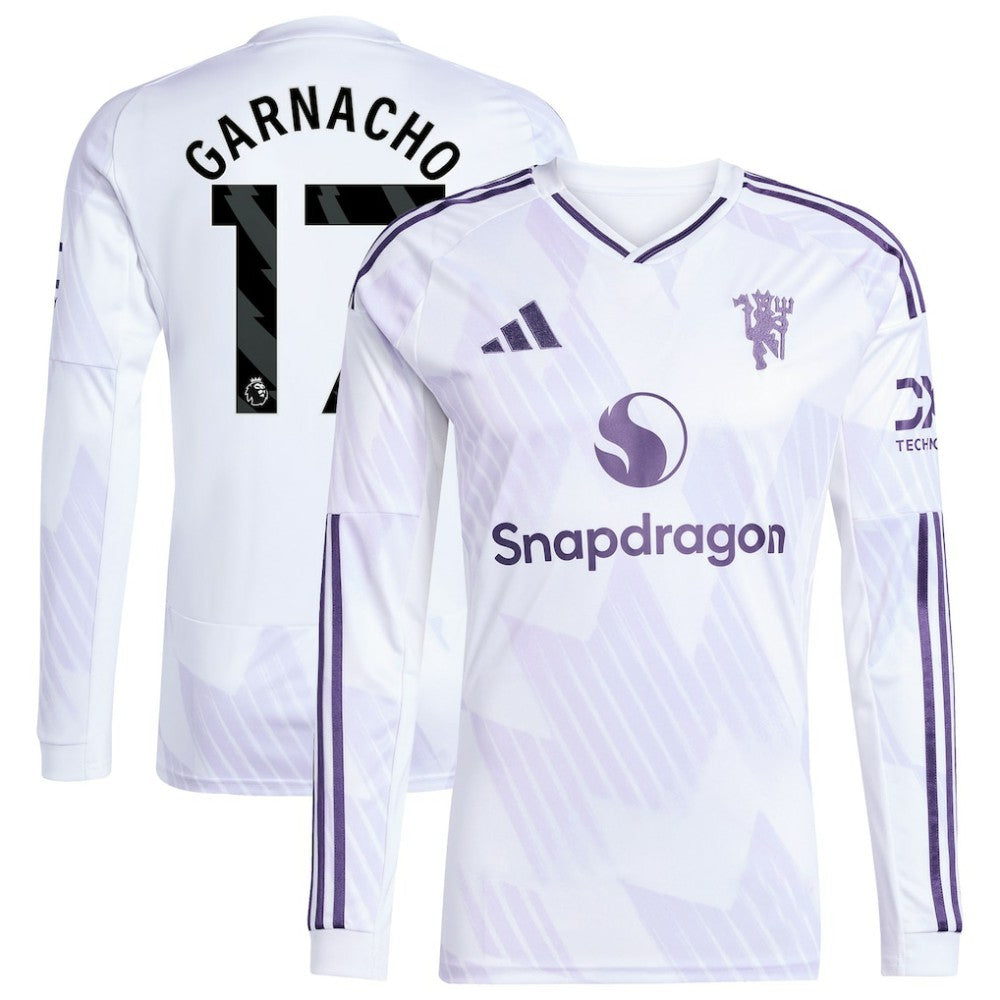 Alejandro Garnacho Manchester United 2025/26 Away Replica Long Sleeve Player Jersey White - Adidas