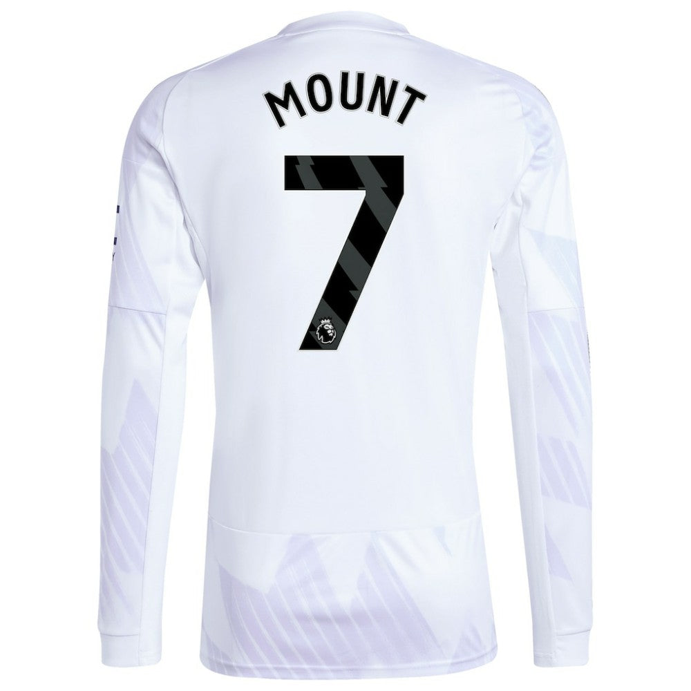 Mason Mount Manchester United 2025/26 Away Replica Long Sleeve Player Jersey White - Adidas