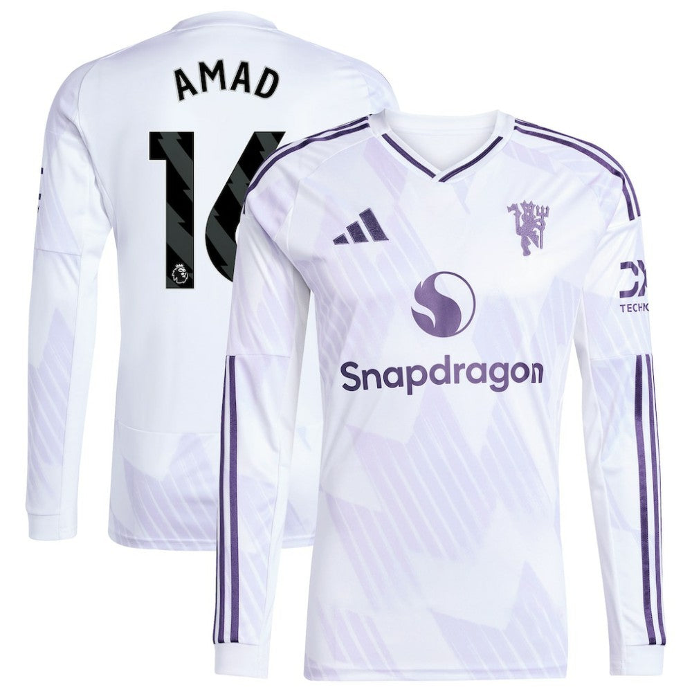 Amad Diallo Manchester United 2025/26 Away Replica Long Sleeve Player Jersey White - Adidas sale