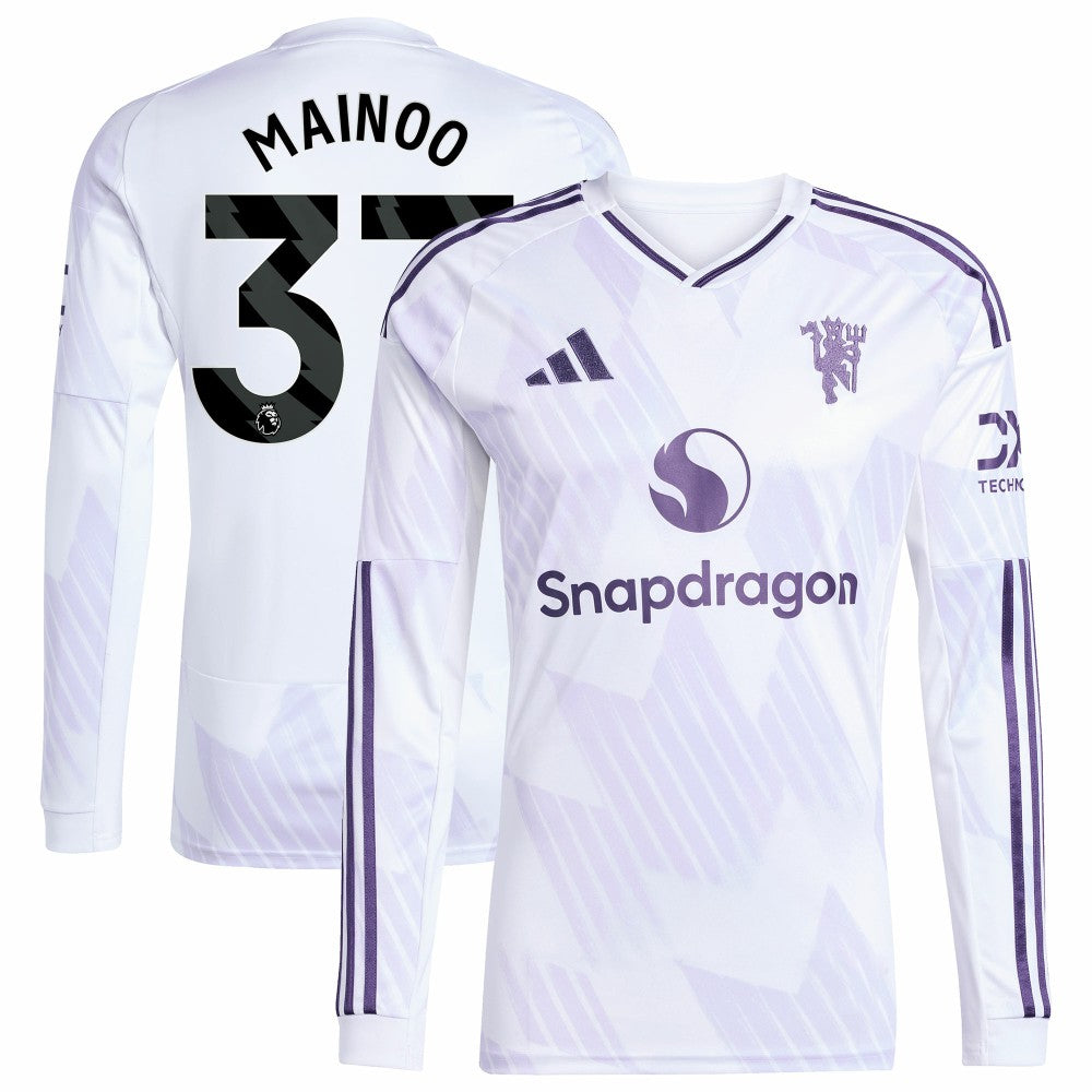 Kobbie Mainoo Manchester United 2025/26 Away Replica Long Sleeve Player Jersey White - Adidas sale