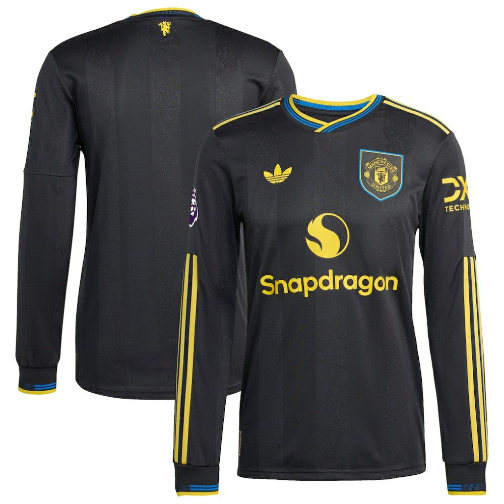 Manchester United 2025/26 Third Long Sleeve Jersey Black - Adidas