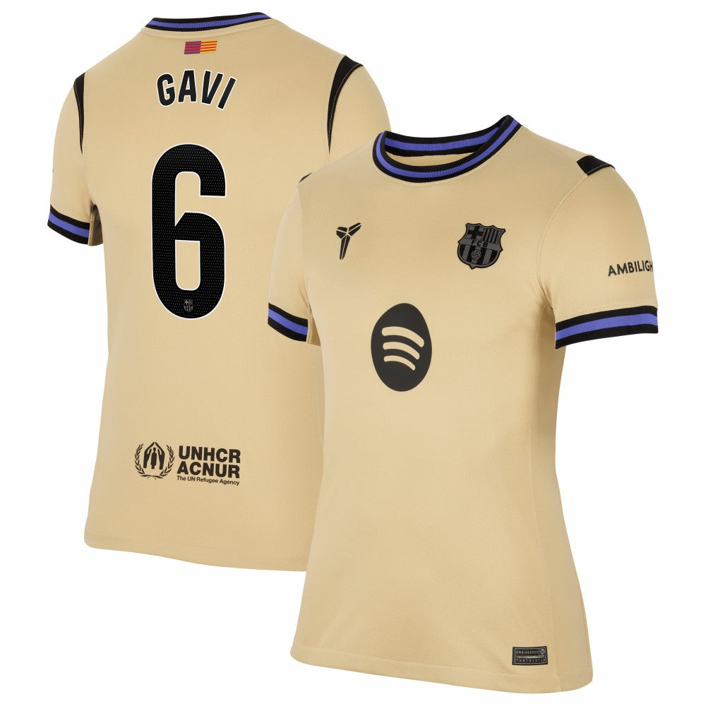 Gavi Barcelona Women's 2025/26 Away Stadium Replica Jersey Gold - Nike