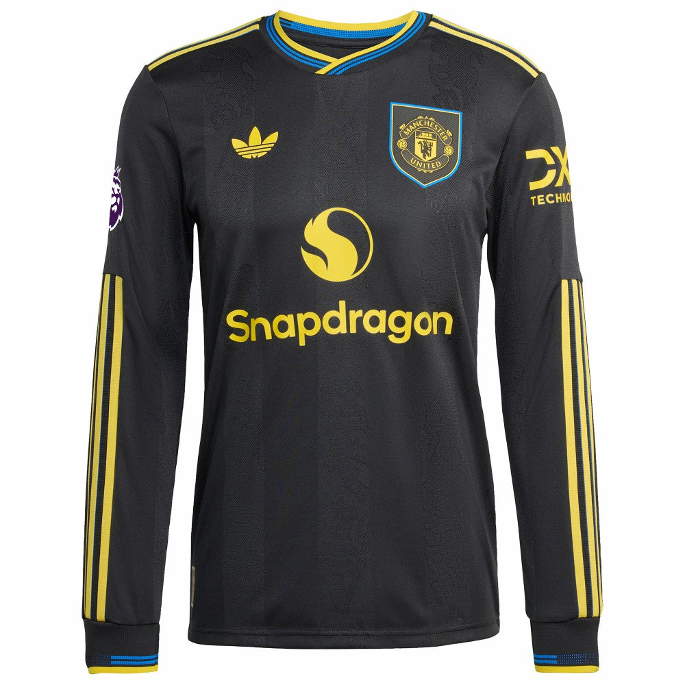 Manchester United 2025/26 Third Long Sleeve Custom Jersey Black - Adidas sale