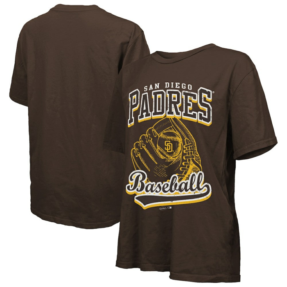 San Diego Padres Majestic Threads Women's Oversized First Base T-Shirt - Brown - MLB Discount