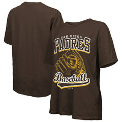 San Diego Padres Majestic Threads Women's Oversized First Base T-Shirt - Brown - MLB Discount