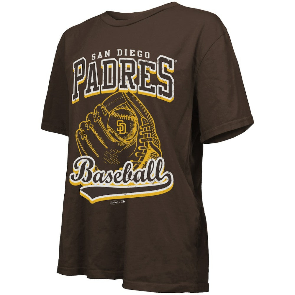 San Diego Padres Majestic Threads Women's Oversized First Base T-Shirt - Brown - MLB Discount