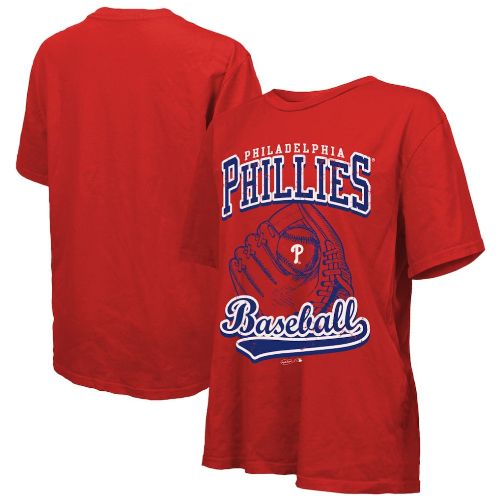 Philadelphia Phillies Majestic Threads Women's Oversized First Base T-Shirt - Red - MLB Lifestyle
