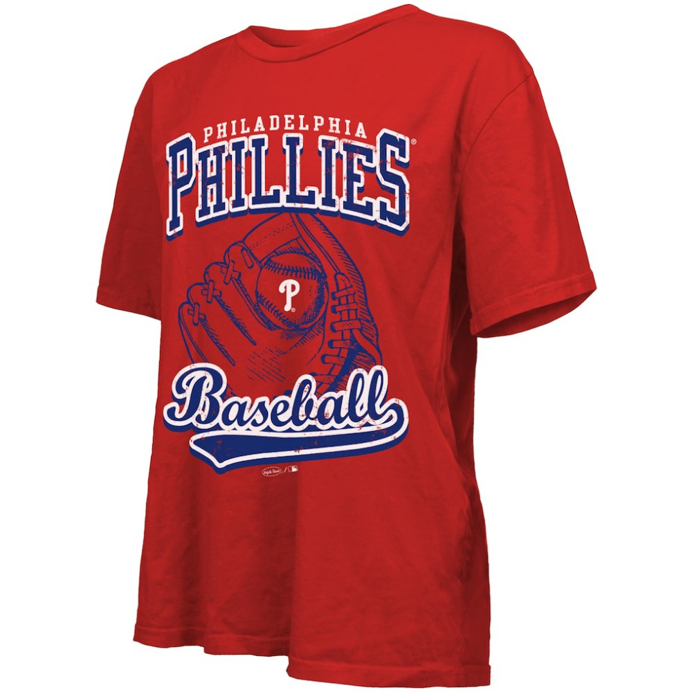 Philadelphia Phillies Majestic Threads Women's Oversized First Base T-Shirt - Red - MLB Lifestyle