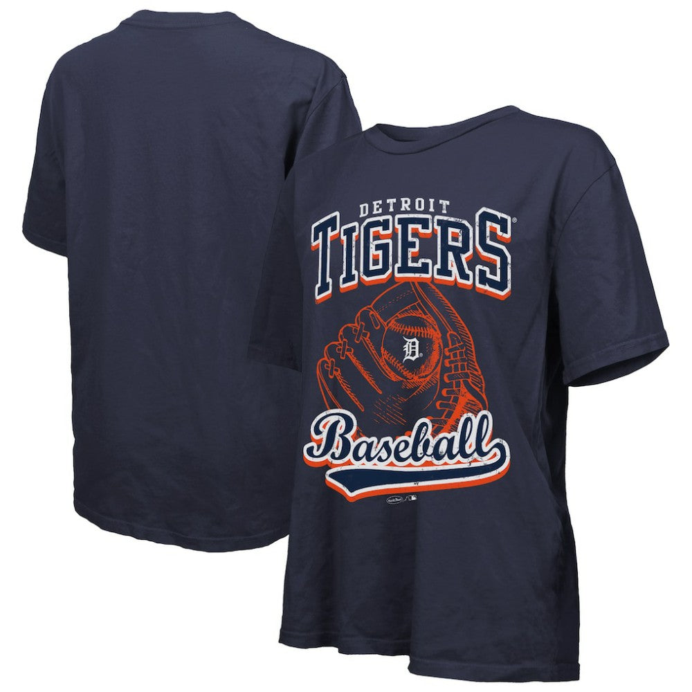 Detroit Tigers Majestic Threads Women's Oversized First Base T-Shirt - Navy - MLB on Sale