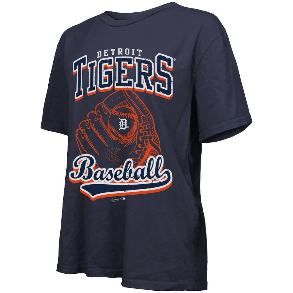 Detroit Tigers Majestic Threads Women's Oversized First Base T-Shirt - Navy - MLB on Sale
