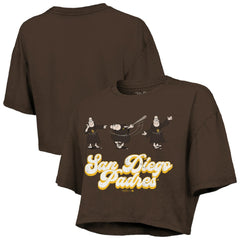 San Diego Padres Majestic Threads Women's Boxy Crop T-Shirt - Brown - MLB Lifestyle