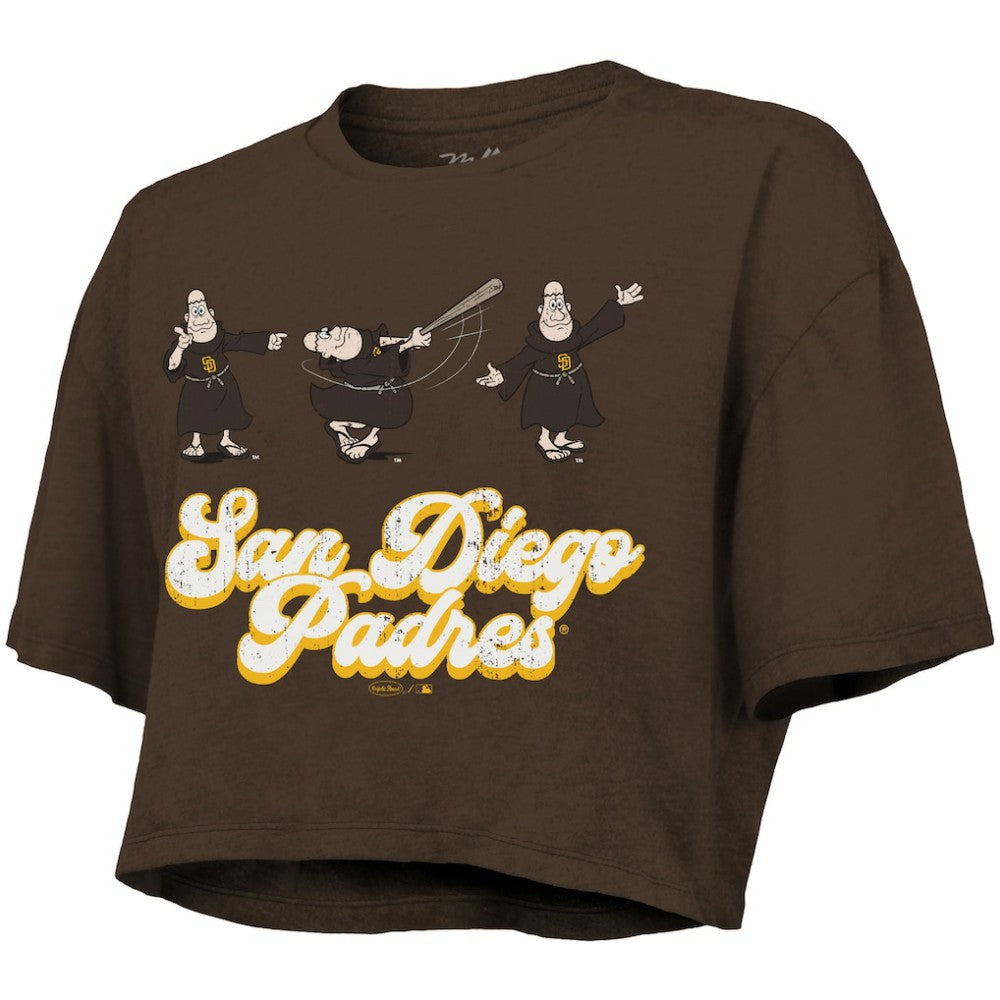 San Diego Padres Majestic Threads Women's Boxy Crop T-Shirt - Brown - MLB Lifestyle