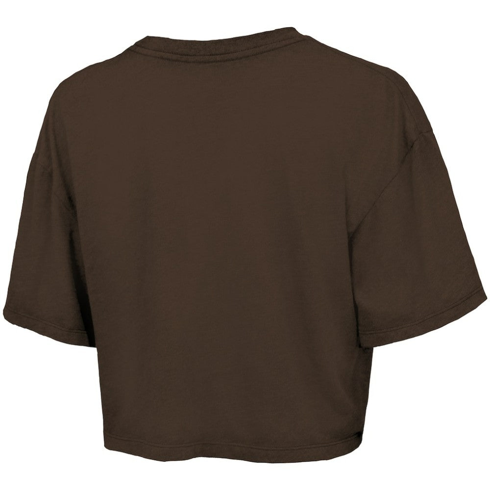 San Diego Padres Majestic Threads Women's Boxy Crop T-Shirt - Brown - MLB Lifestyle