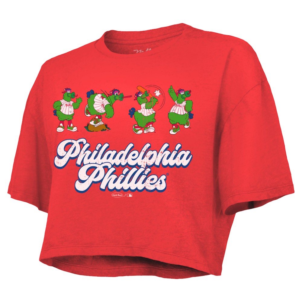 Philadelphia Phillies Majestic Threads Women's Boxy Crop T-Shirt - Red - MLB Discount