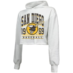 San Diego Padres Majestic Threads Women's Cropped Have A Field Day Tri-Blend Hoodie - White - MLB Online