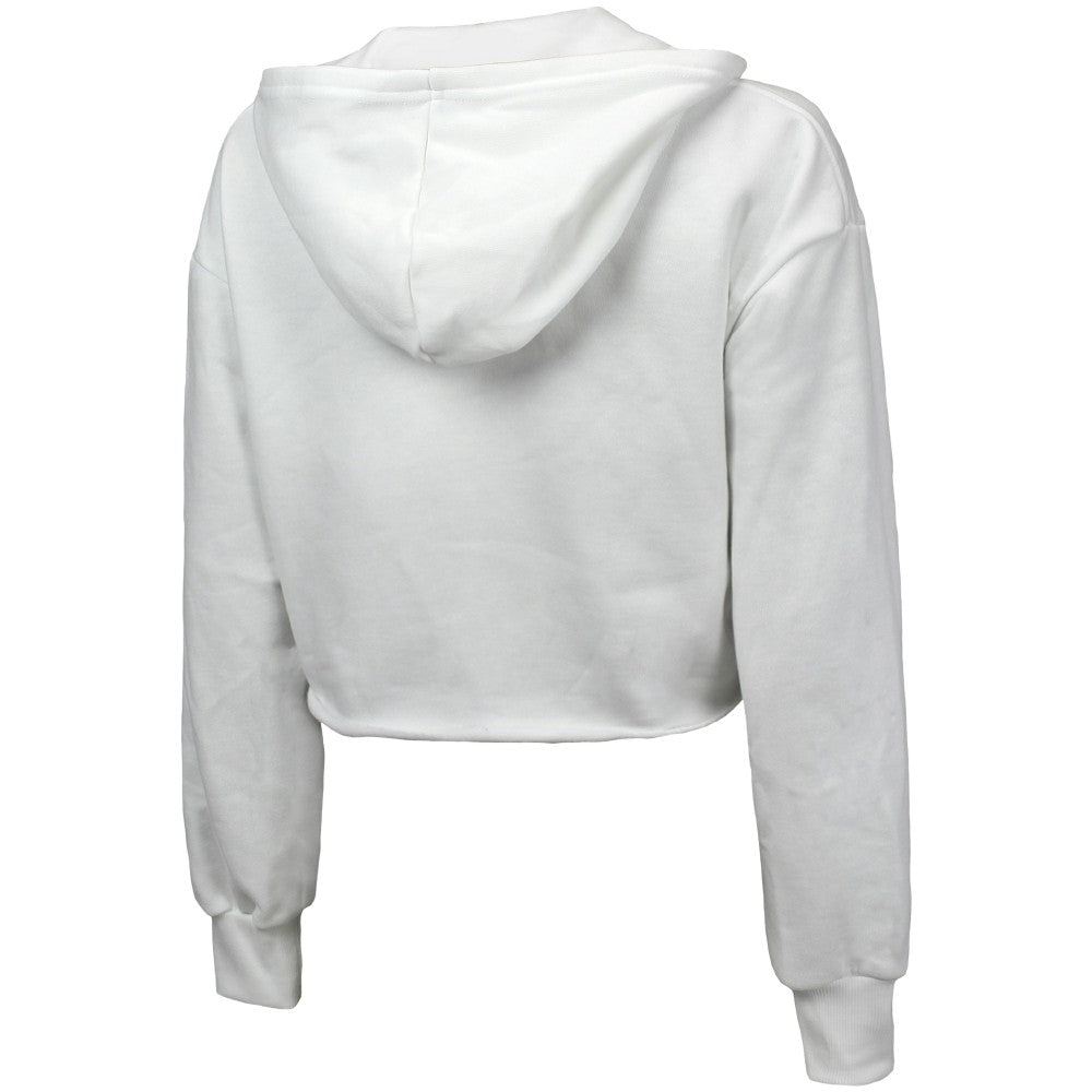New York Mets Majestic Threads Women's Cropped Have A Field Day Tri-Blend Hoodie - White - MLB Discount