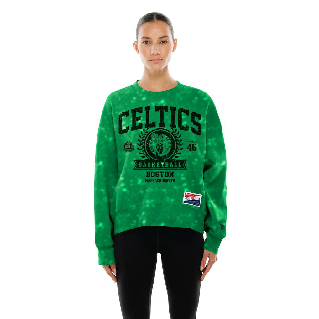 Boston Celtics Women's Throwback Collection Mineral Wash Crewneck Sweatshirt Kelly Green | New Era Near Me