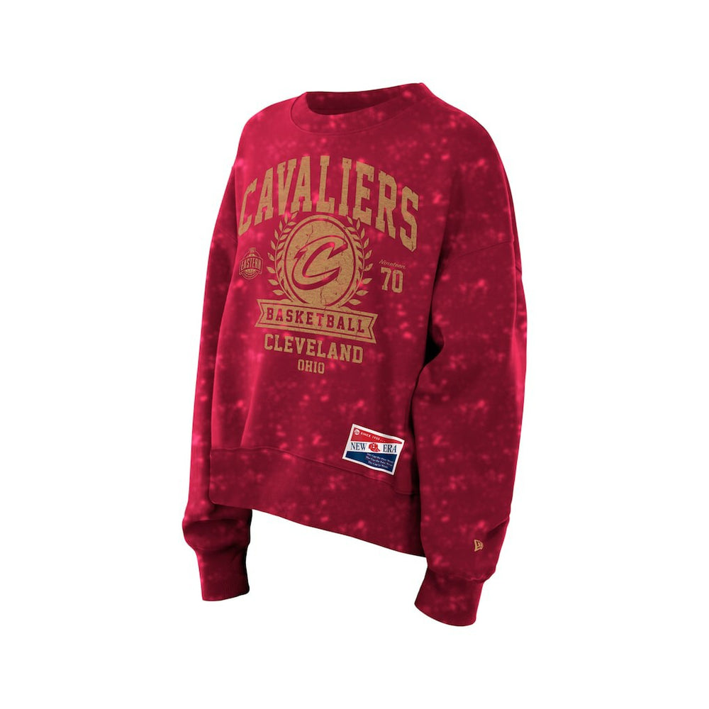 Cleveland Cavaliers Women's Throwback Collection Mineral Wash Crewneck Sweatshirt for sale Wine | New Era