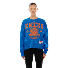 New York Knicks Women's Throwback Collection Mineral Wash Crewneck Sweatshirt Blue | New Era for sale