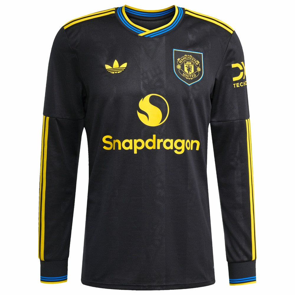 Manchester United 2025/26 Third Replica Long Sleeve Custom Jersey Black - Adidas Discount