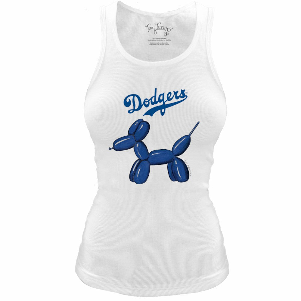 Los Angeles Dodgers Tiny Turnip Women's Fitted Balloon Dog Tri-Blend Tank Top - White - MLB Discount