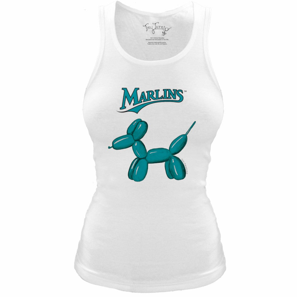 Miami Marlins Tiny Turnip Women's Fitted Balloon Dog Tri-Blend Tank Top - White - MLB Online