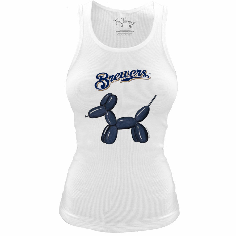 Milwaukee Brewers Tiny Turnip Women's Fitted Balloon Dog Tri-Blend Tank Top - White - MLB on Sale