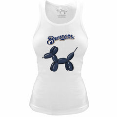 Milwaukee Brewers Tiny Turnip Women's Fitted Balloon Dog Tri-Blend Tank Top - White - MLB on Sale
