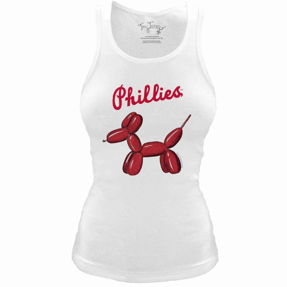 Philadelphia Phillies Tiny Turnip Women's Fitted Balloon Dog Tri-Blend Tank Top - White - MLB Online