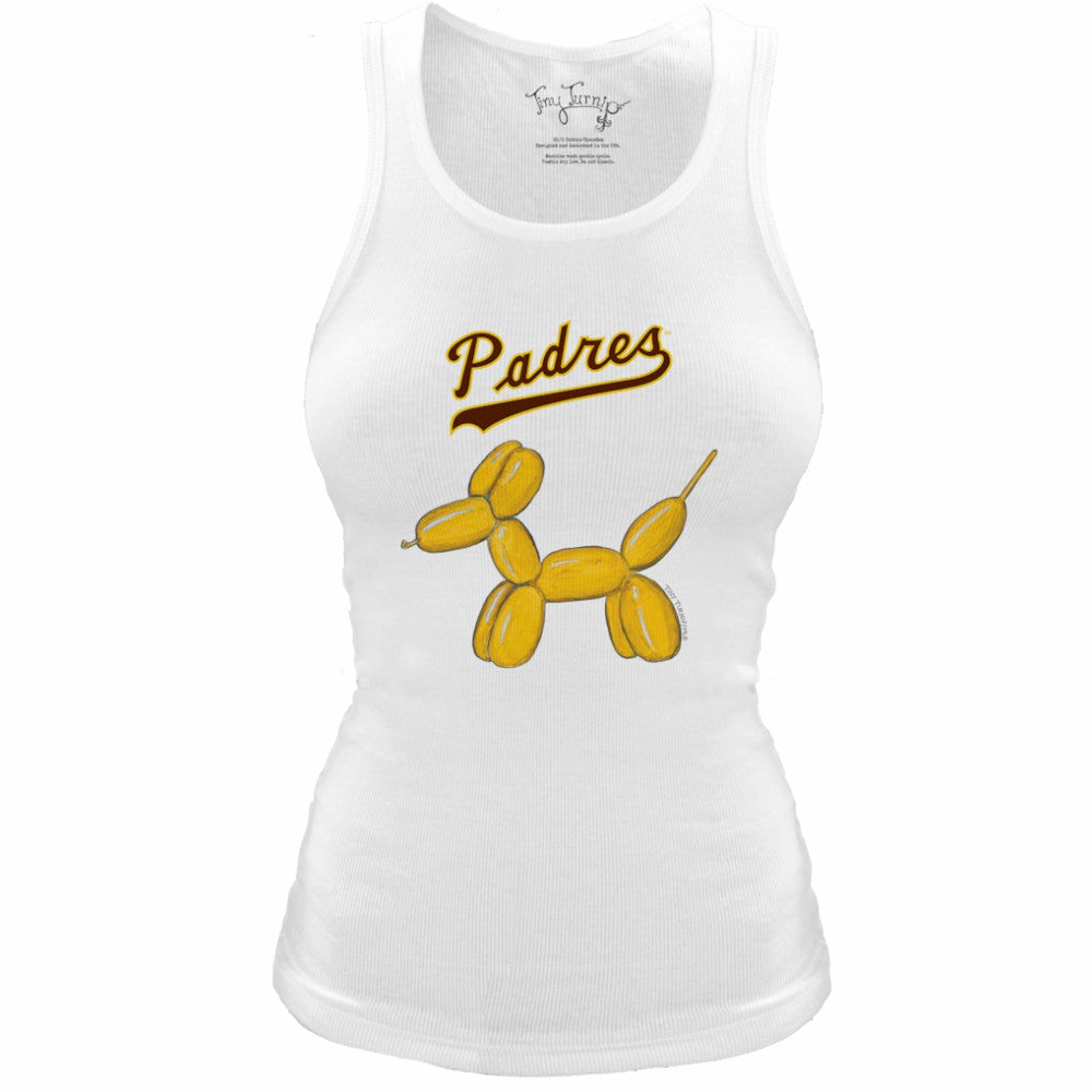 San Diego Padres Tiny Turnip Women's Fitted Balloon Dog Tri-Blend Tank Top - White - MLB Lifestyle