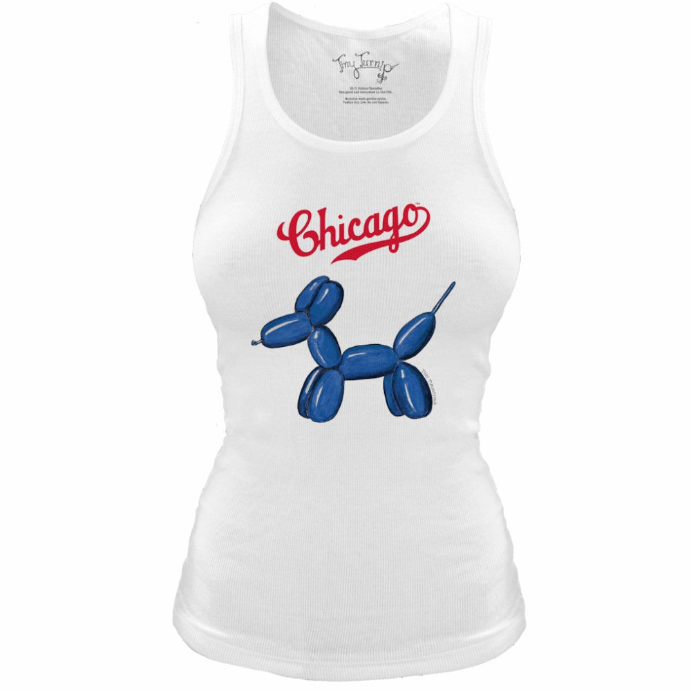 Chicago Cubs Tiny Turnip Women's Fitted Balloon Dog Tri-Blend Tank Top - White - MLB Sale