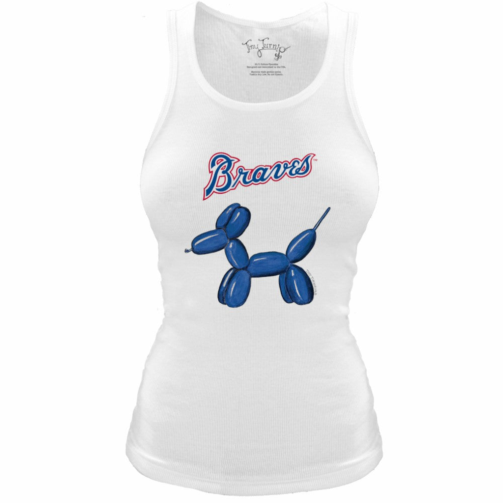 Atlanta Braves Tiny Turnip Women's Fitted Balloon Dog Tri-Blend Tank Top - White - MLB Online