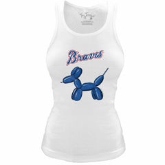 Atlanta Braves Tiny Turnip Women's Fitted Balloon Dog Tri-Blend Tank Top - White - MLB Online