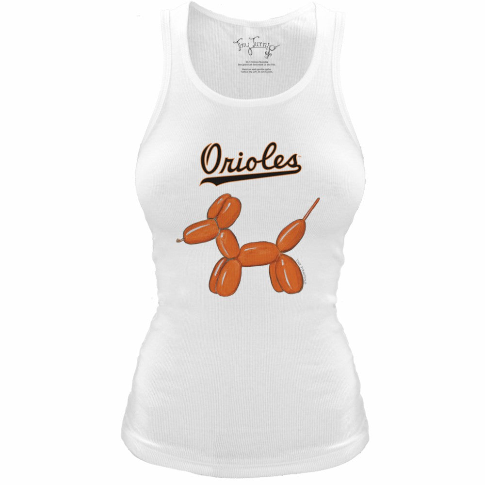 Baltimore Orioles Tiny Turnip Women's Fitted Balloon Dog Tri-Blend Tank Top - White - MLB on Sale