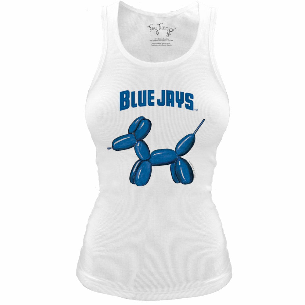 Toronto Blue Jays Tiny Turnip Women's Fitted Balloon Dog Tri-Blend Tank Top - White - MLB on Sale