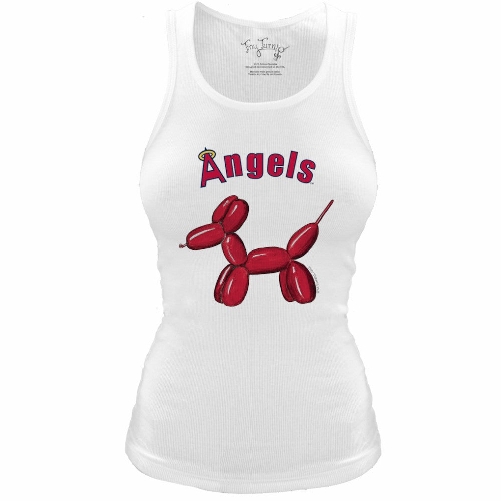 Los Angeles Angels Tiny Turnip Women's Fitted Balloon Dog Tri-Blend Tank Top - White - MLB Sale
