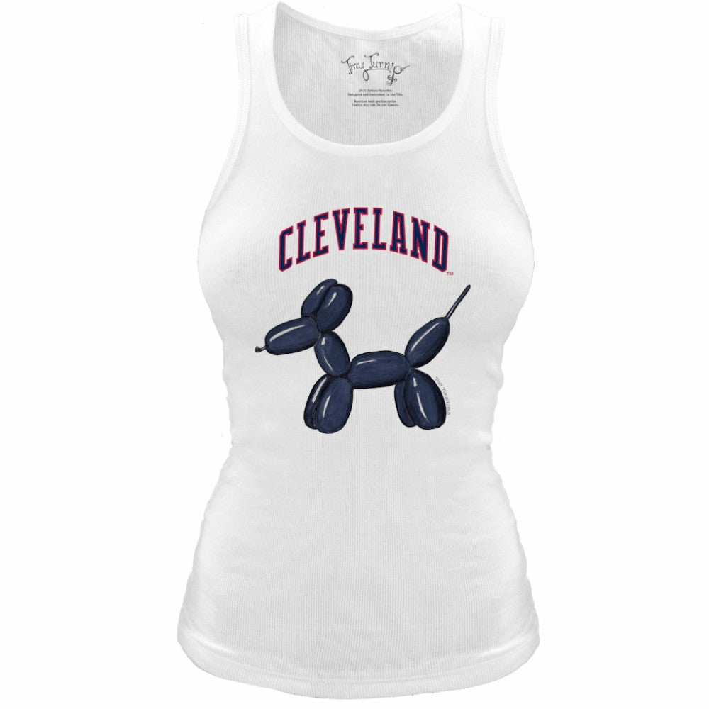 Cleveland Guardians Tiny Turnip Women's Fitted Balloon Dog Tri-Blend Tank Top - White - MLB Discount