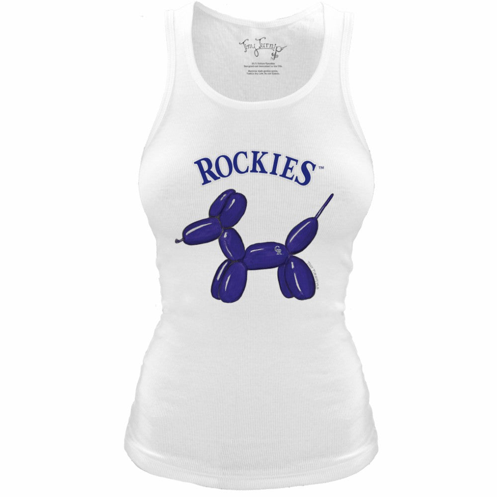 Colorado Rockies Tiny Turnip Women's Fitted Balloon Dog Tri-Blend Tank Top - White - MLB Lifestyle