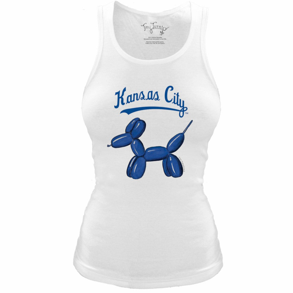Kansas City Royals Tiny Turnip Women's Fitted Balloon Dog Tri-Blend Tank Top - White - MLB Online