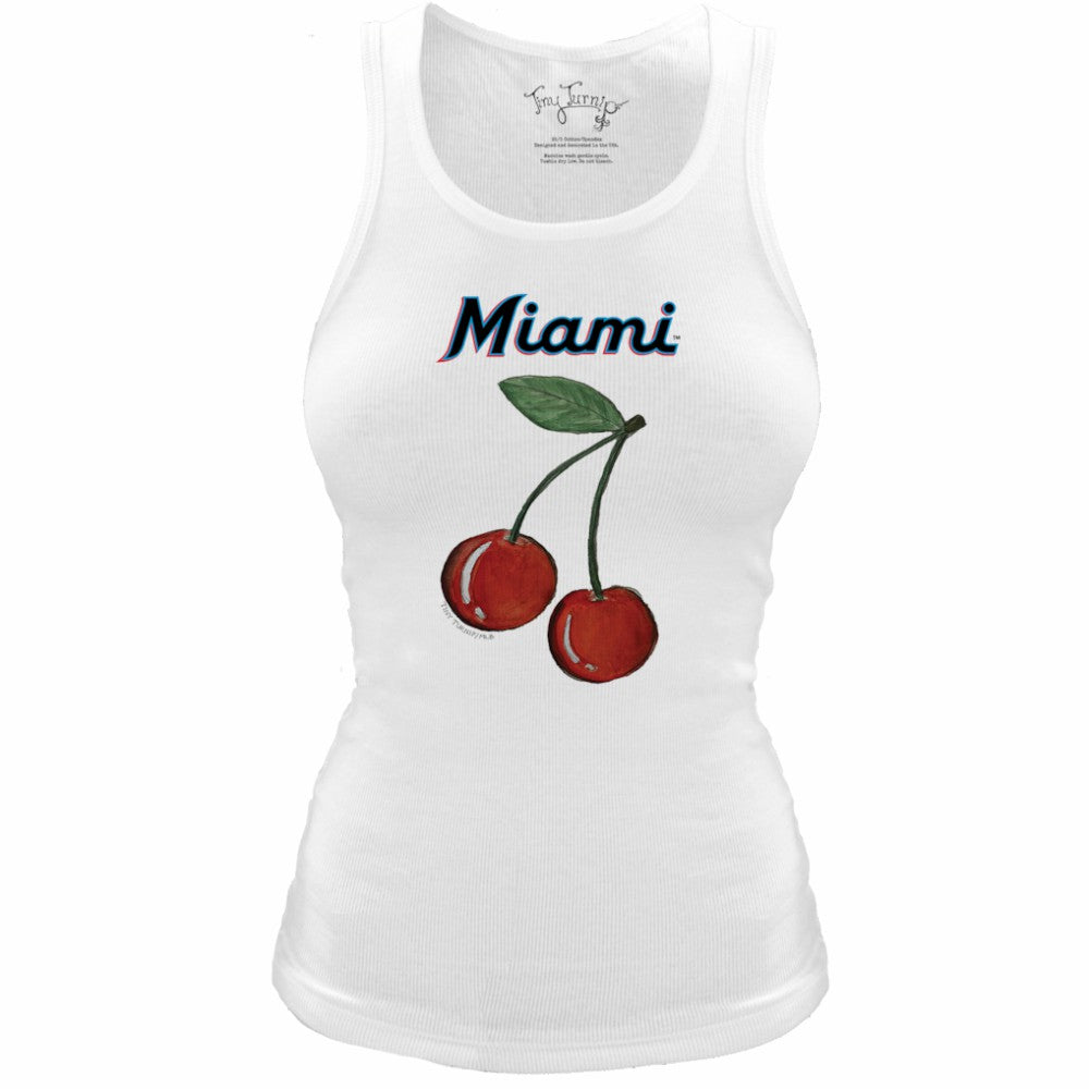 Miami Marlins Tiny Turnip Women's Fitted Cherries Tri-Blend Tank Top - White - MLB Online