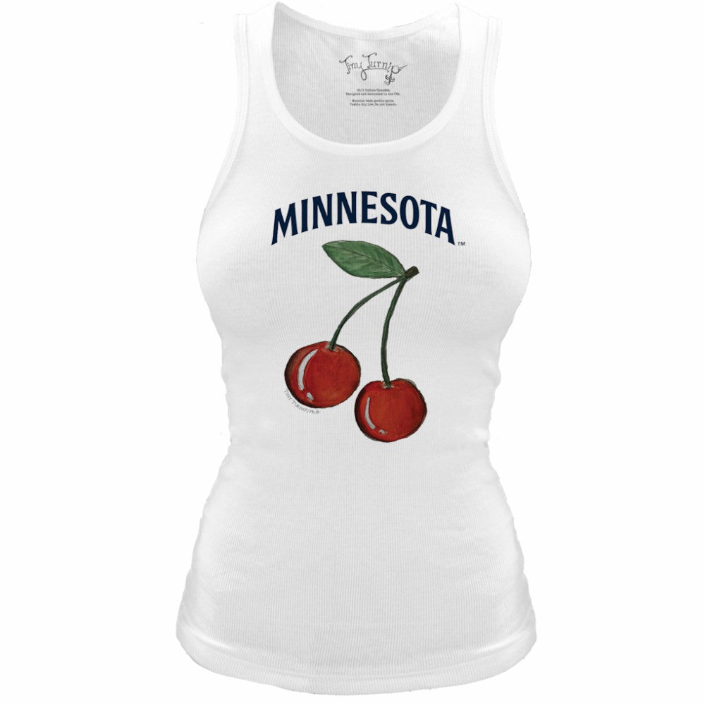 Minnesota Twins Tiny Turnip Women's Fitted Cherries Tri-Blend Tank Top - White - MLB Discount
